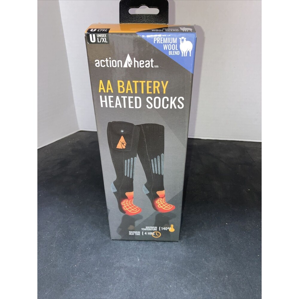 Grey Wool 3.7-Volt Rechargeable Heated Socks Size: Men: L/XL
